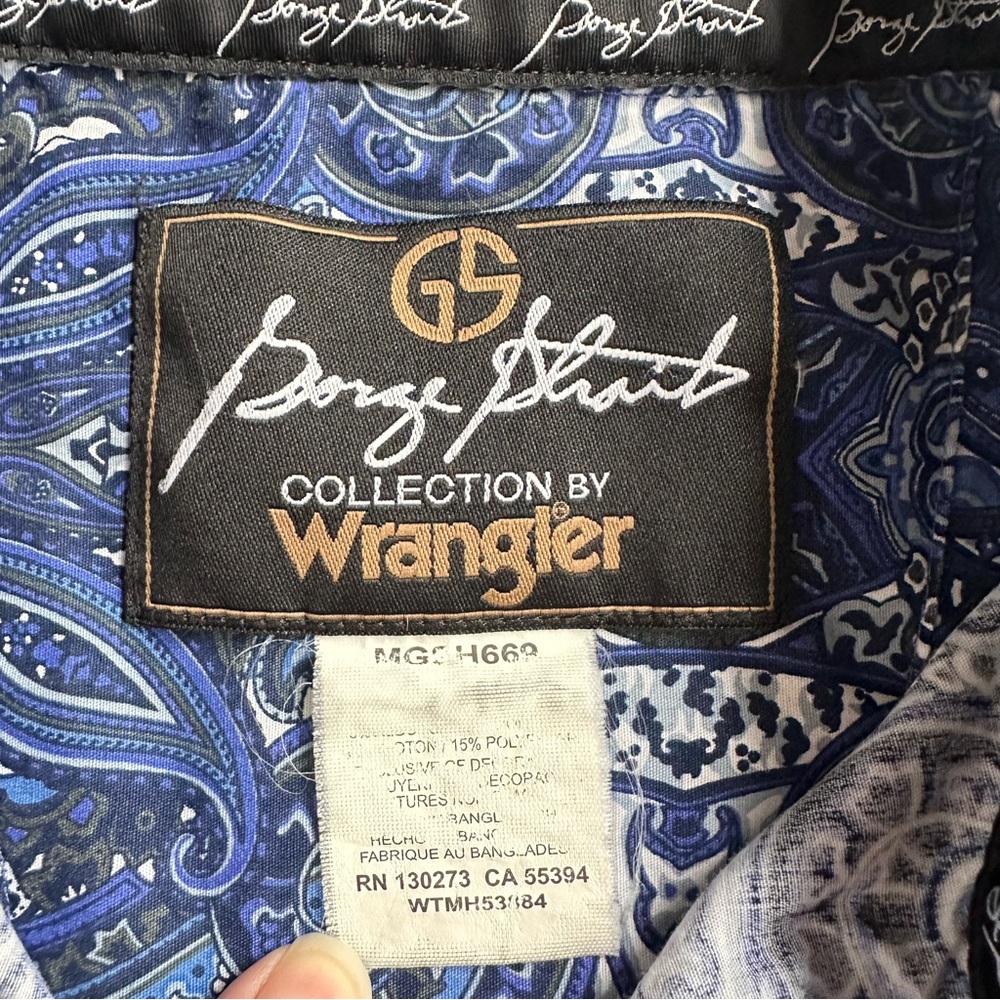 George Strait Wrangler Mens Paisley Long Sleeve Shirt XXL Stretch Rodeo Western - Picture 3 of 7